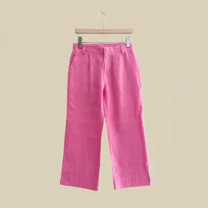 Pantalone in lino e cotone color barbie