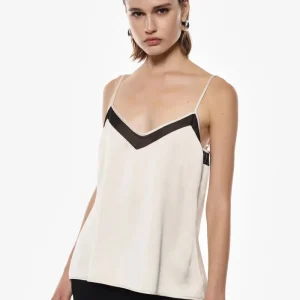 TOP CON SPALLINE SOTTILI E DETTAGLIO V A CONTRASTO IMPERIAL