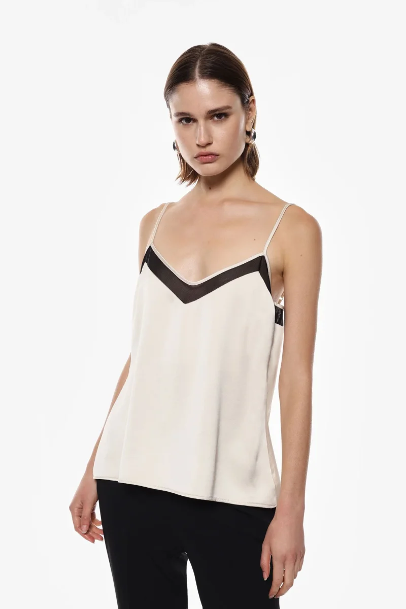 TOP CON SPALLINE SOTTILI E DETTAGLIO V A CONTRASTO IMPERIAL - immagine 2