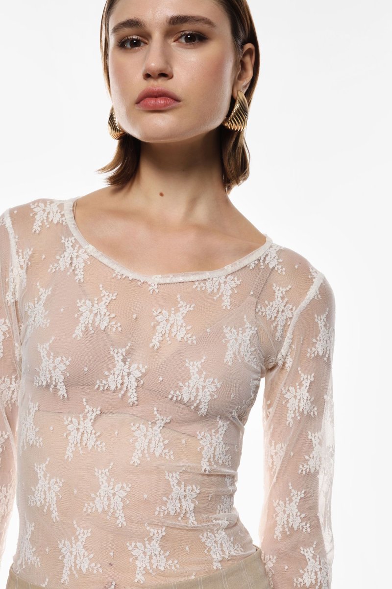 MAGLIA IN PIZZO TRASPARENTE A MANICHE LUNGHE IMPERIAL - immagine 5