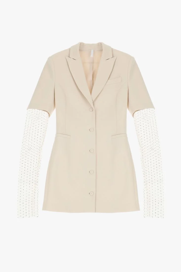 ABITO CORTO ABBOTTONATO CON REVERS E GUANTI IN TULLE IMPERIAL - immagine 3