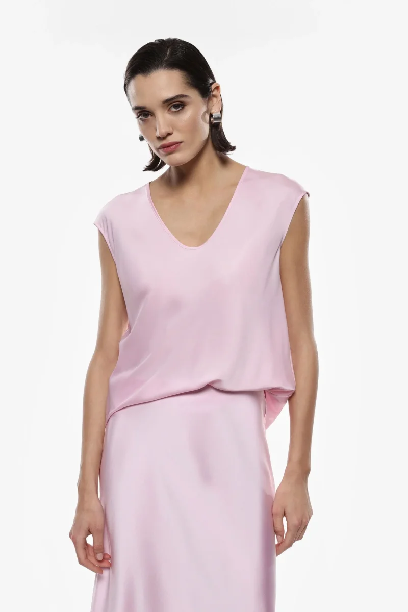 TOP FLUIDO SMANICATO CON SCOLLO A V IMPERIAL - immagine 2