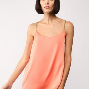 Top monocolour con spalline a catena