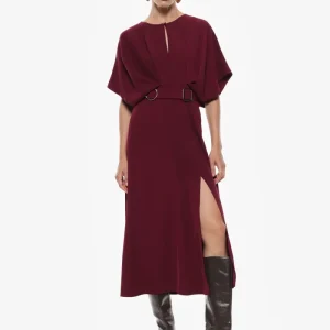 ABITO LUNGO ELEGANTE CON CINTURA IN VITA E SPACCO LATERALE IMPERIAL