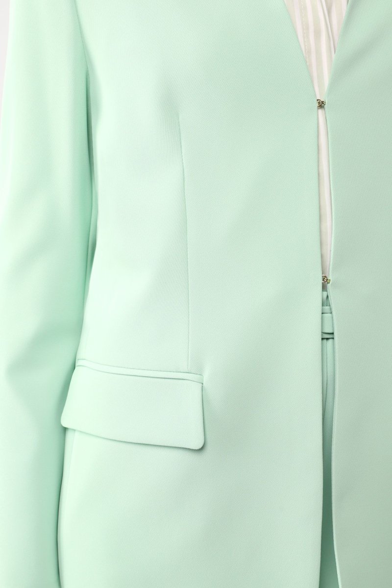 Giacca senza revers monocolour con chiusura con ganci - immagine 4