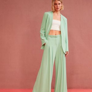 Pantaloni a palazzo monocolour con pinces e cintura