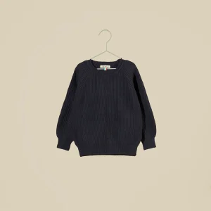 Maglione girocollo blu navy in lana