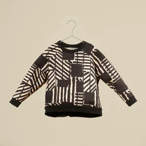 Felpa in bouclè stampato bianco e nero