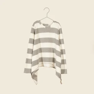 Maglia in caldo cotone a righe latte e grigio