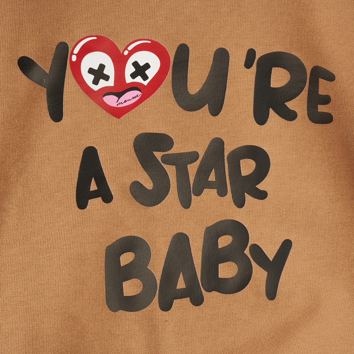 Felpa girocollo color cammello con stampa - immagine 4