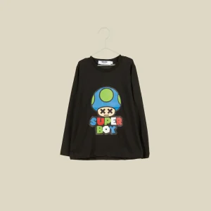T-shirt nera a manica lunga con fungo Toad