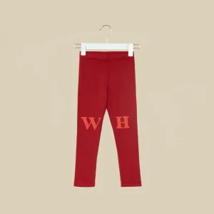 Leggings bordeaux con logo sulle ginocchia