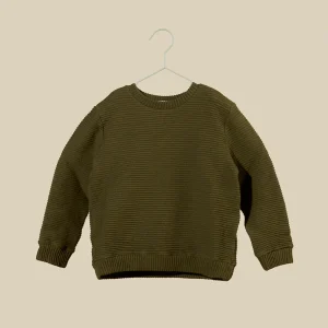 Maglione verde militare in tessuto canneté