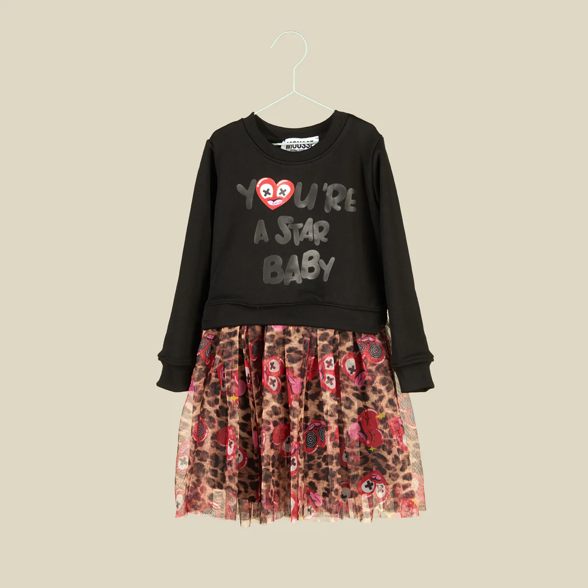 Vestito nero con gonna in tulle Leopard - immagine 2