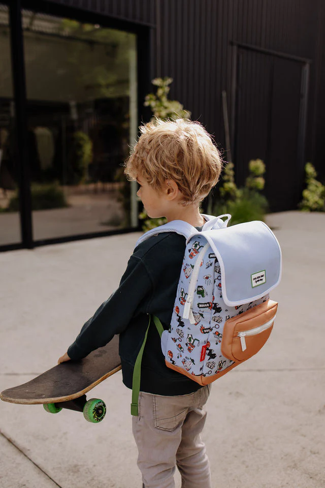 Zaino azzurro pastello squadrato in poliestere riciclato - immagine 3