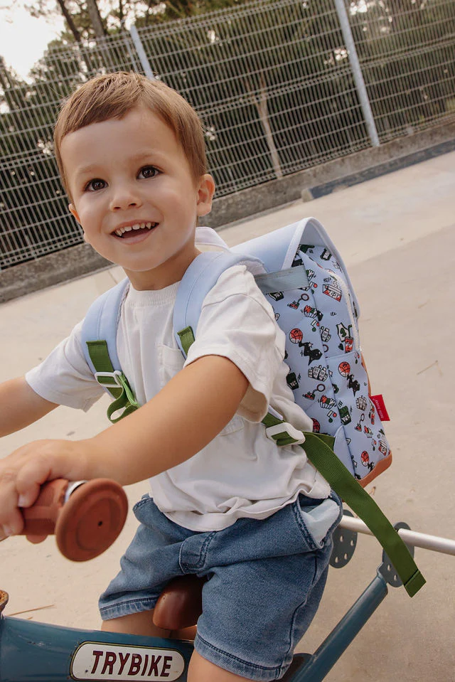 Zaino azzurro pastello squadrato in poliestere riciclato - immagine 9