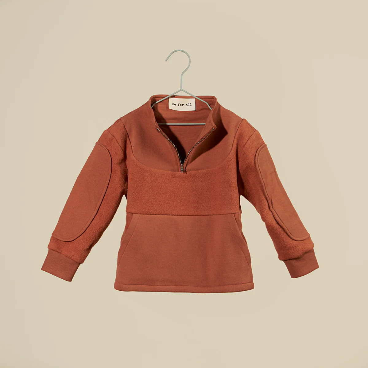 Felpa doppiata con toppe color coccio - immagine 2