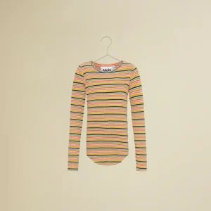 Maglietta maniche lunghe in cotone a costine