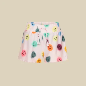 Shorts da mare rosa chiaro con smile