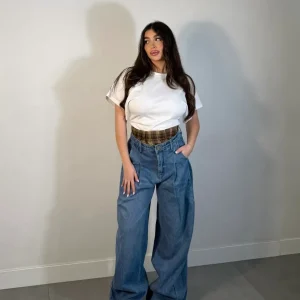 Jeans con box a quadri