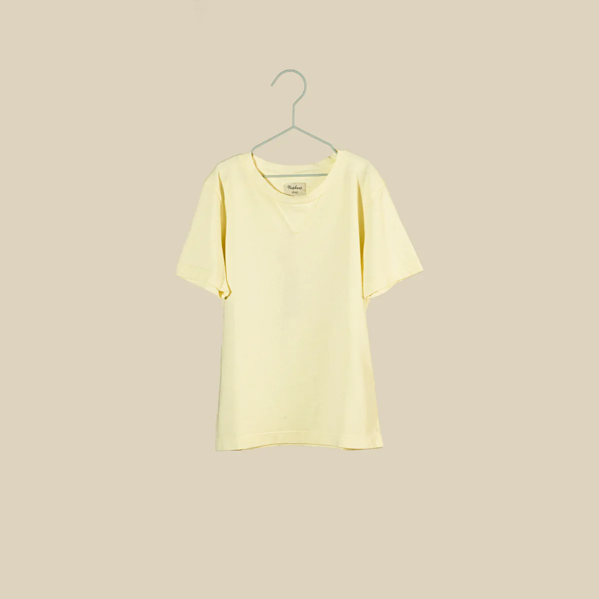 T-shirt manica corta in jersey di cotone giallo chiaro - immagine 2