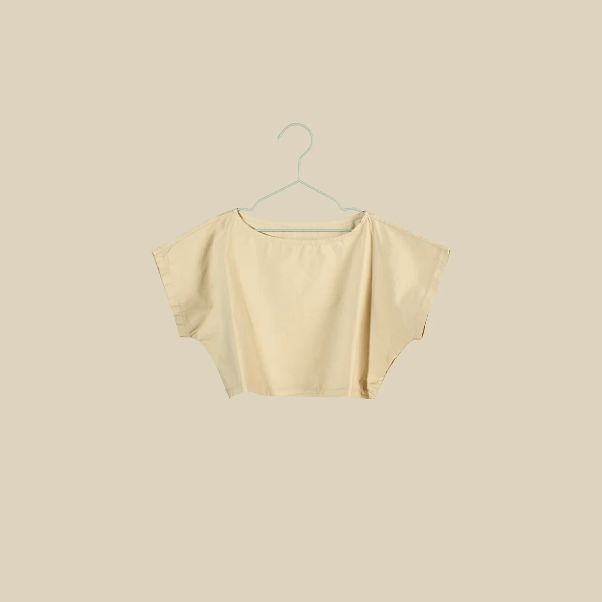 T-shirt crop in cotone croccante sabbia - immagine 2