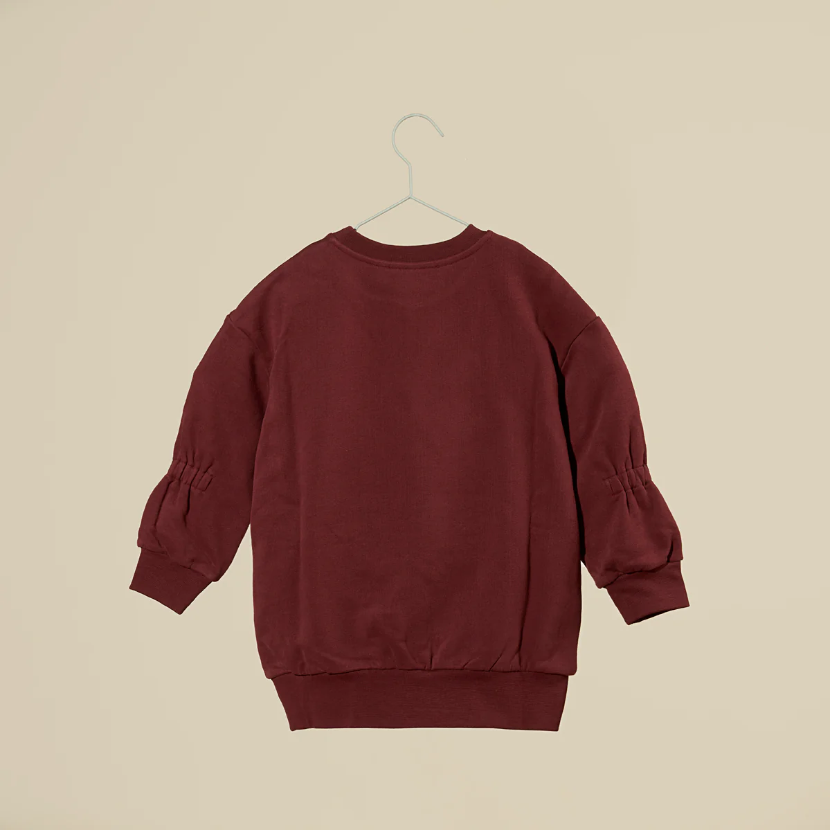 Mini abito girocollo felpato bordeaux - immagine 5