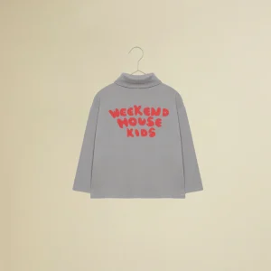 Maglietta collo alto manica lunga grigia