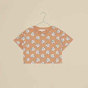 T-shirt crop con stampa con cubi
