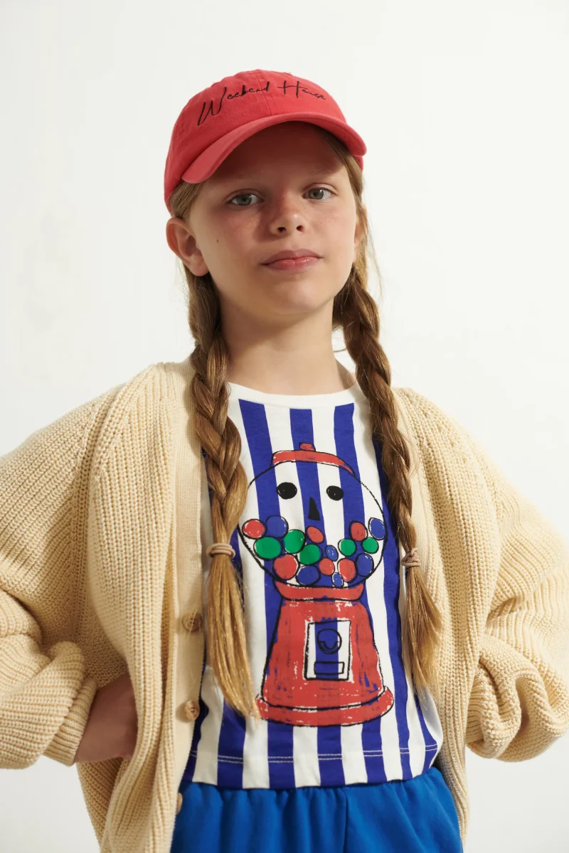 T-shirt crop a righe bianche e blu - immagine 5