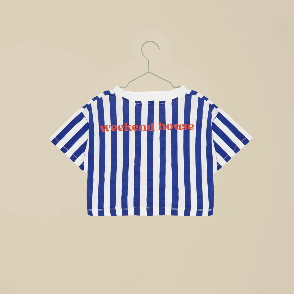 T-shirt crop a righe bianche e blu - immagine 4