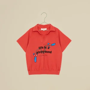 Polo maniche corte rossa con stampa davanti