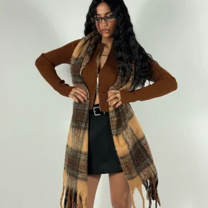 Sciarpone Quadri Camel