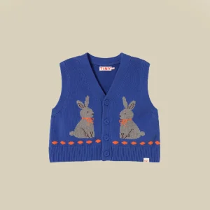 Gilet blu con conigli