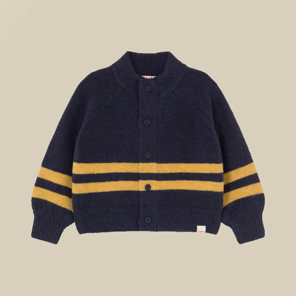 Cardigan blu navy e righe gialle - immagine 2