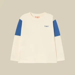 T-shirt maniche lunghe color block blu