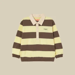 T-shirt maniche lunghe a righe marroni e beige