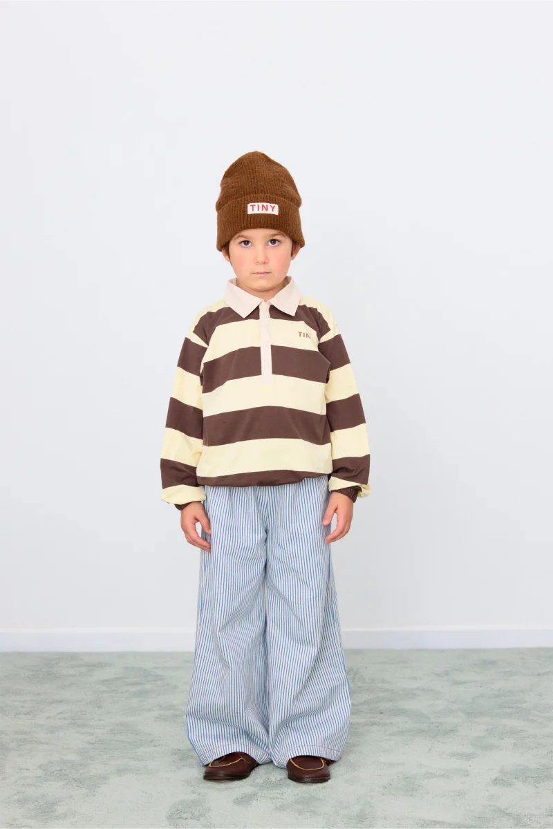 T-shirt maniche lunghe a righe marroni e beige - immagine 3