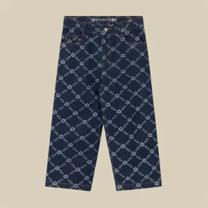 Jeans a fiori azzurri