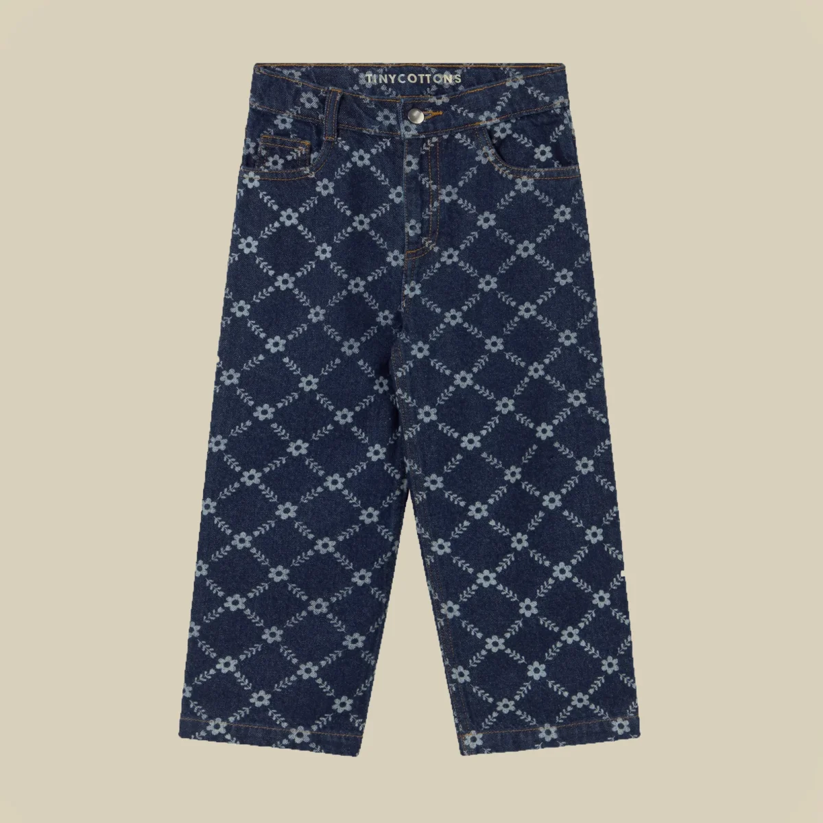 Jeans a fiori azzurri