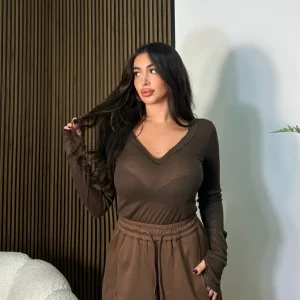 Maglia semi velata Marrone