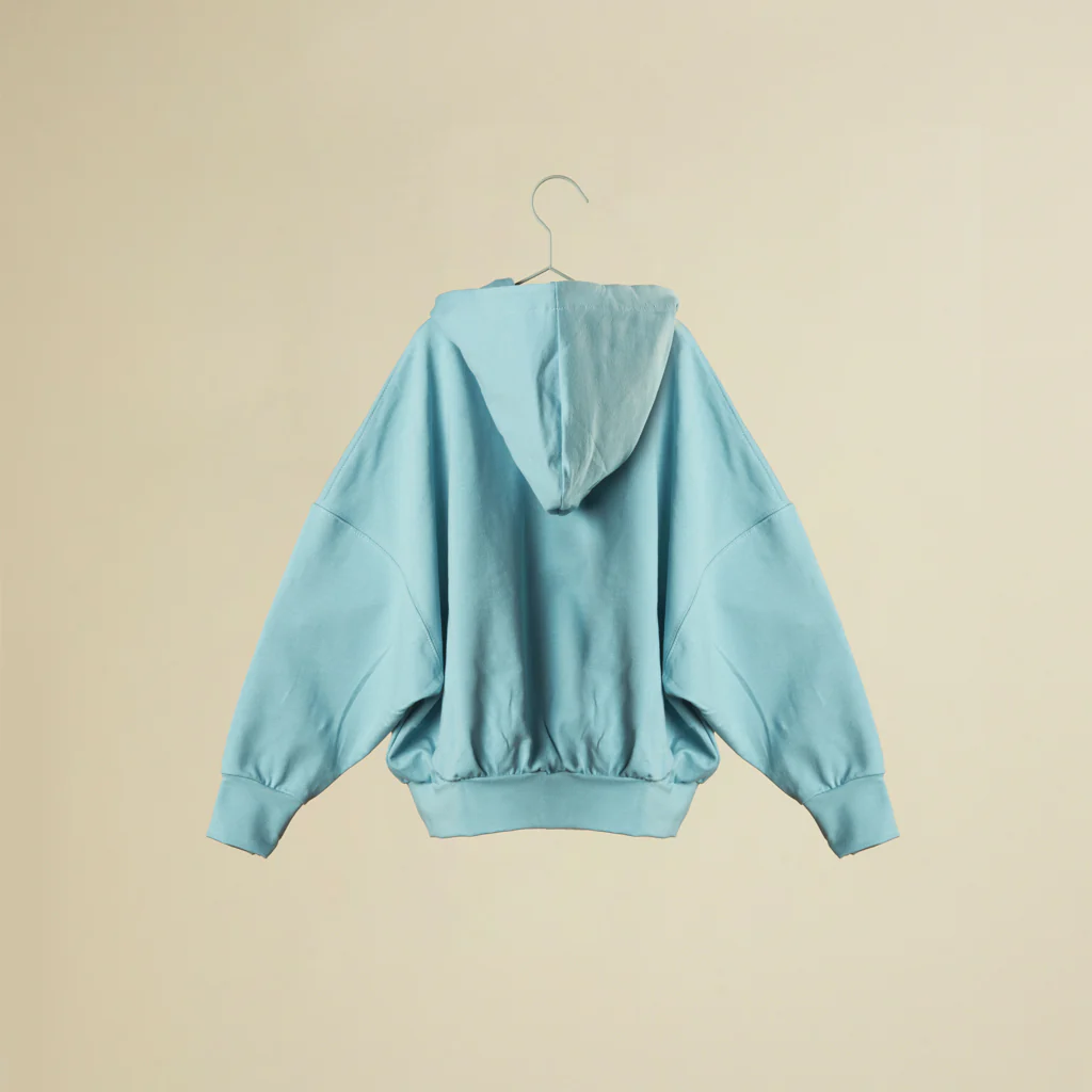 Felpa azzurra con cappuccio e stampa "Giraffe" - immagine 4