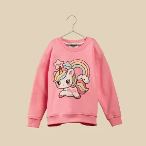 Felpa rosa con unicorno arcobaleno
