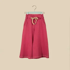 Pantalone palazzo in caldo cotone malva