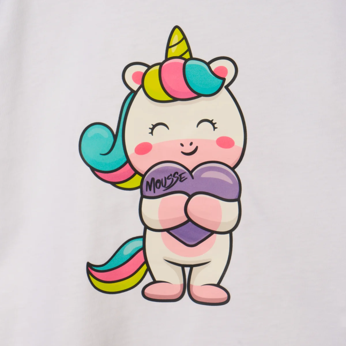 T-shirt bianca manica lunga Unicorno - immagine 3