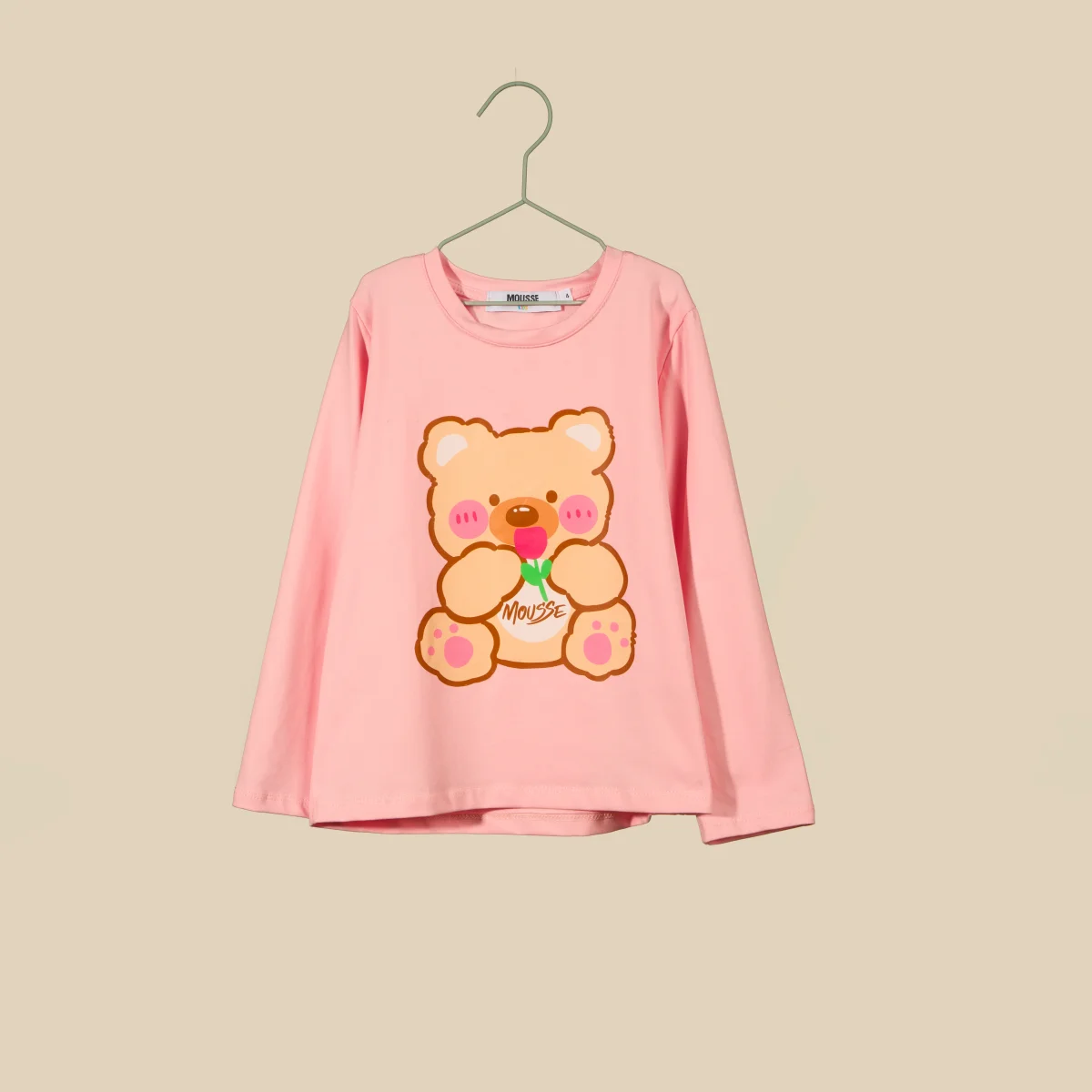 T-shirt rosa manica lunga Orsetto - immagine 2