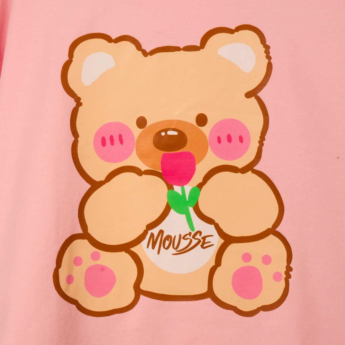 T-shirt rosa manica lunga Orsetto - immagine 3