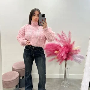 Jeans a zampa interamente in pile