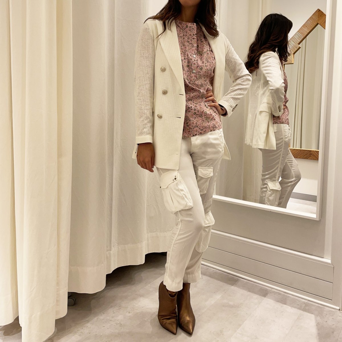 Circolo 1901 – Giacca Doppiopetto Cotone Lino Bianco