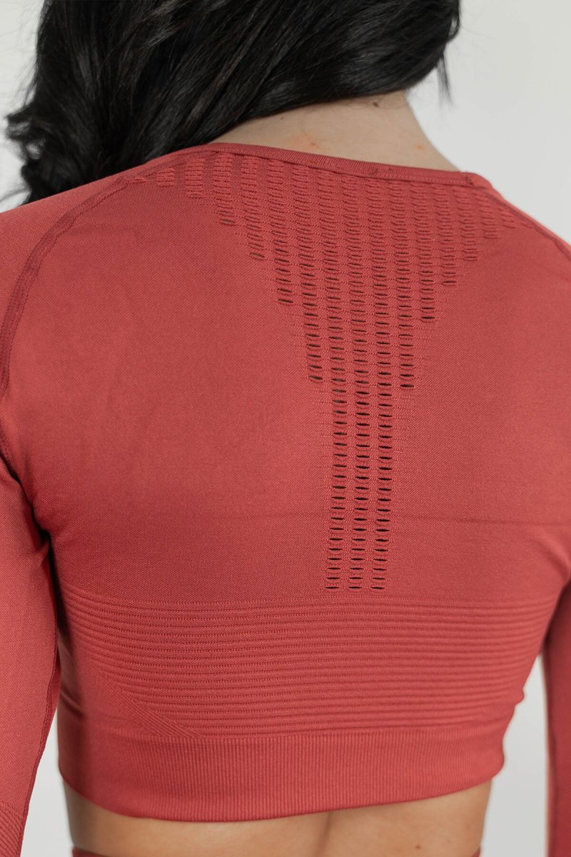 CROP TOP PERFORMANCE AUTUMN RED - MANICA LUNGA - immagine 5